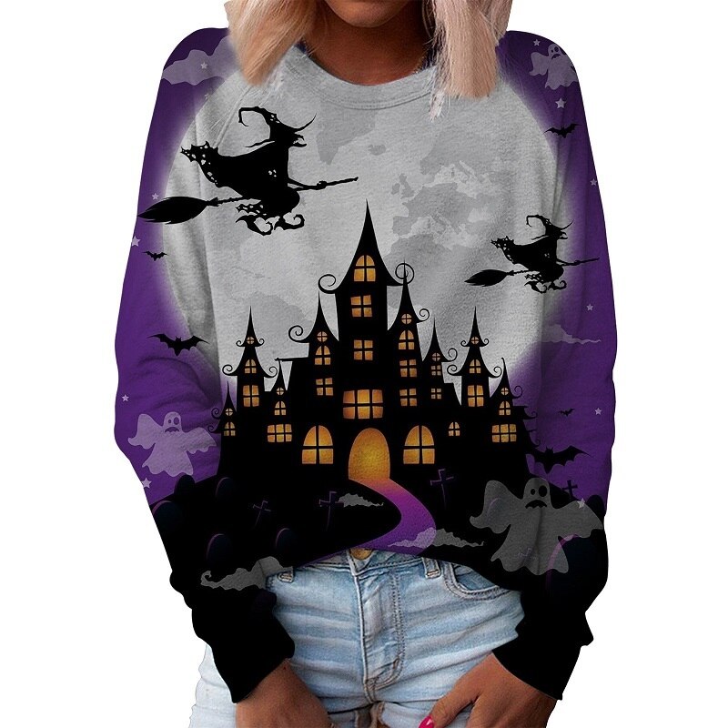 Női halloween mintás pulóver