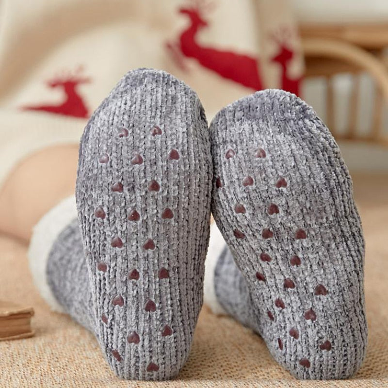 Women Winter Socks Plus Thicken Warm Soft Cotton Sock Home Non-Slip Bedroom Shoes Christmas Gift Knitted Room Floor Sleep Sock