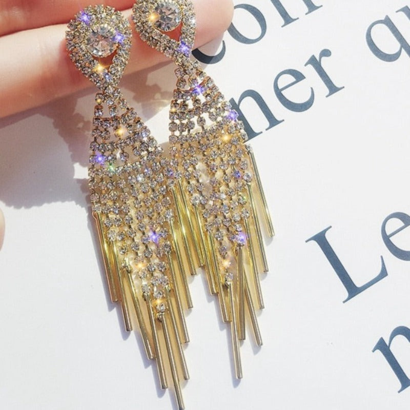 2022 New Personality Fashion Trend Shiny Micro Inlay Zircon Love Fringe Earrings Party Jewelry Exquisite Gift Wholesale