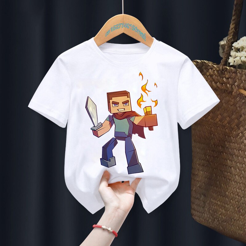 Minecraft fehér rövidujjú gyerek póló