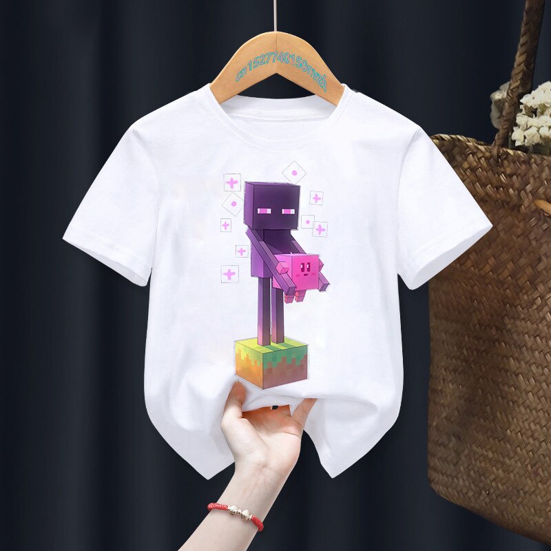 Minecraft fehér rövidujjú gyerek póló