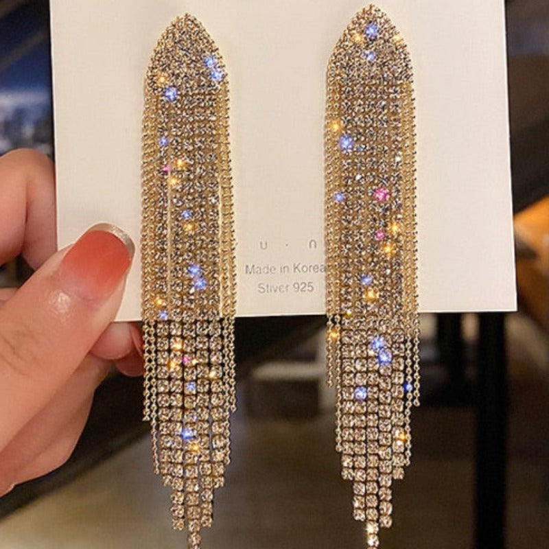 2022 New Personality Fashion Trend Shiny Micro Inlay Zircon Love Fringe Earrings Party Jewelry Exquisite Gift Wholesale