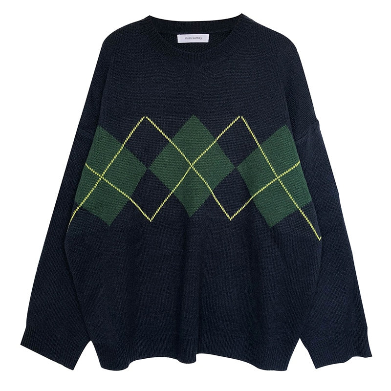 Női geomtriai mintás pulóver