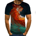 Férfi rövid ujjú póló 3D tigris minta