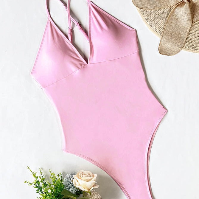 Egyrészes rózsaszín fürdőruha